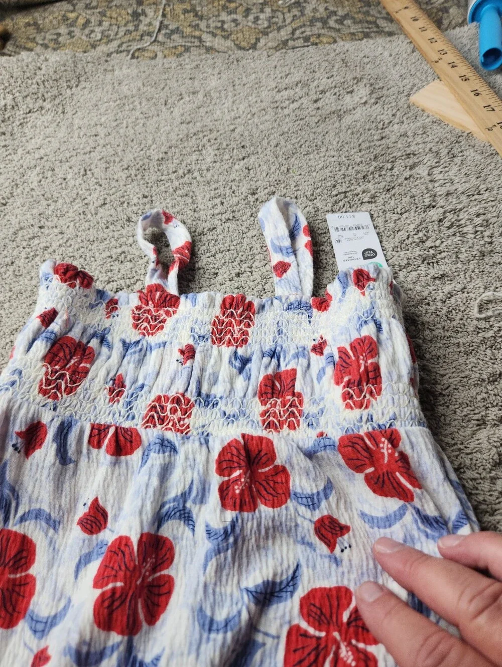 Carter's Just One You Baby Girls' Floral Jumpsuit - White/Red 18M